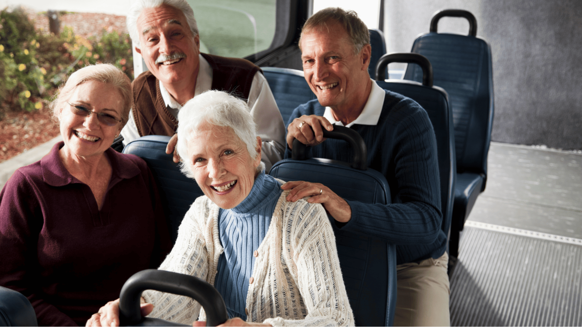 Charter van providing safe and accessible transportation for senior center outing in Massachusetts