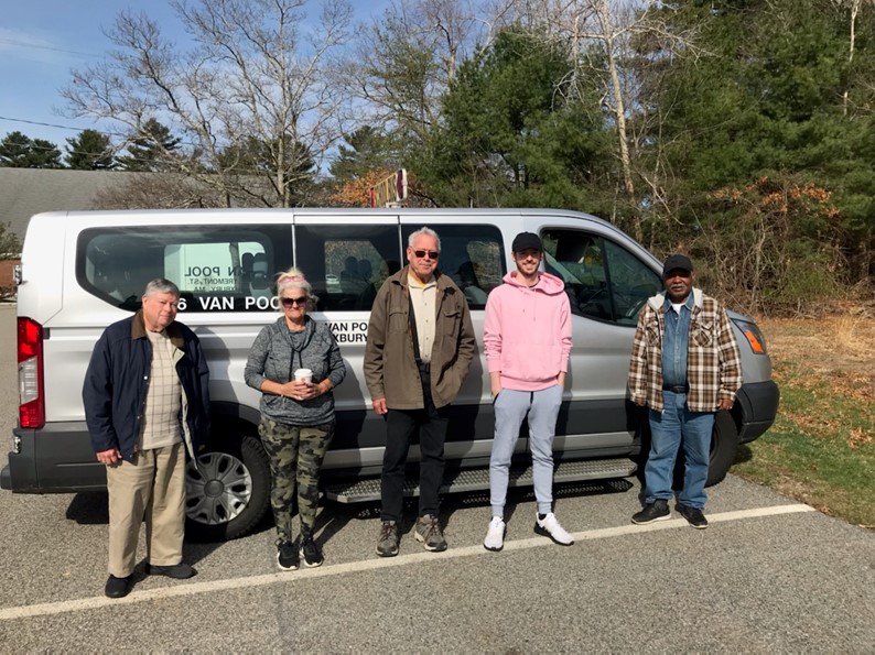 Van Pool Transportation buses operating safely during winter weather across Massachusetts