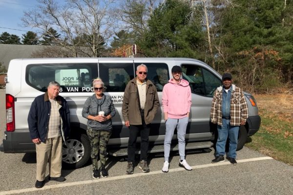 Van Pool Transportation buses operating safely during winter weather across Massachusetts